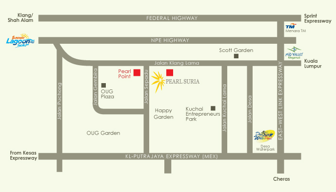 Pearl Suria Location Map
