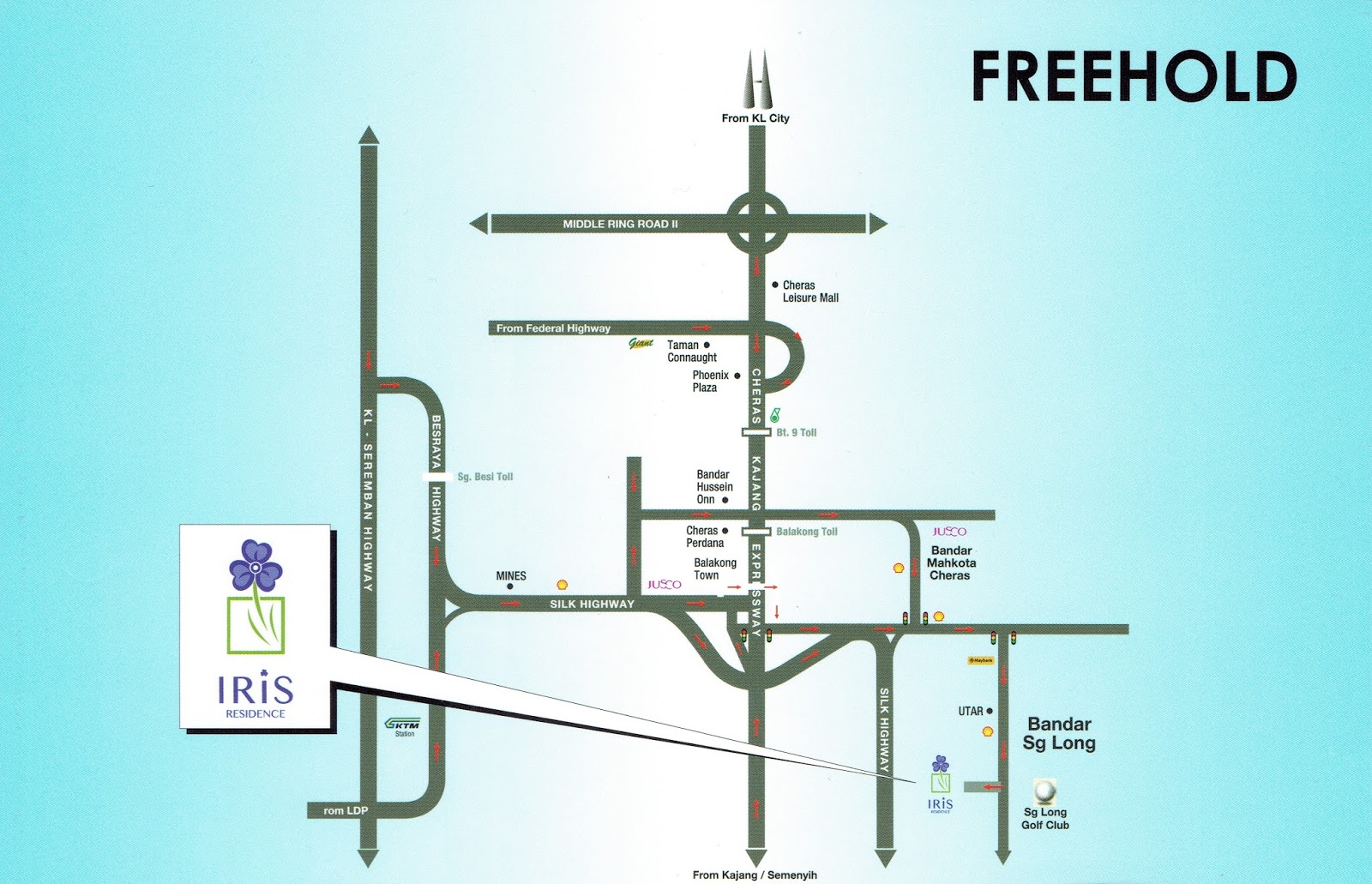 iris residence sungai long location map